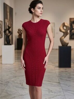 New Alexander McQueen Knitted Burgundy Dress